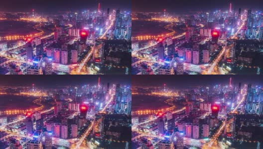 中国深圳夜景天际线的时间流逝高清在线视频素材下载