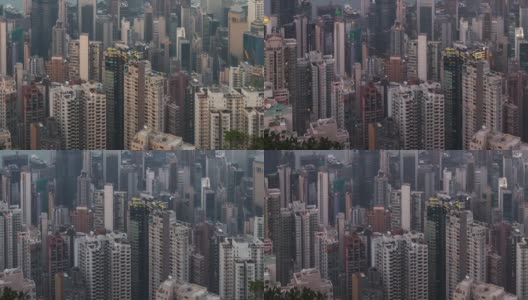 延时:高清晰度的交通延时，日落时分在香港中心高清在线视频素材下载