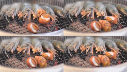 新鲜海鲜配烧烤高清在线视频素材下载