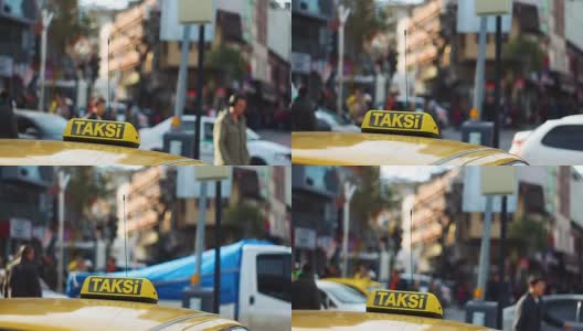Istanbul Taxi cab with defocused people at the background高清在线视频素材下载