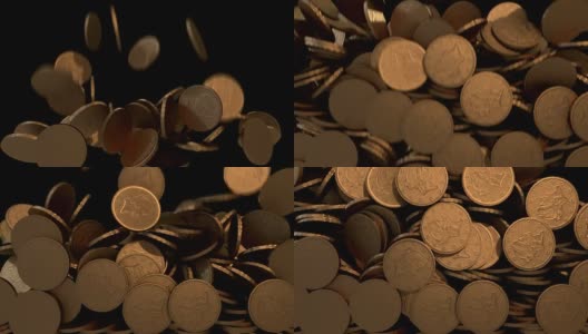 硬币铜填充屏幕过渡钱现金堆高清在线视频素材下载