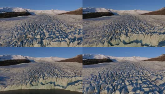 镜头-冰岛冰川的鸟瞰图高清在线视频素材下载