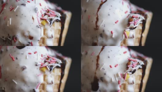 甜筒冰淇淋融化高清在线视频素材下载