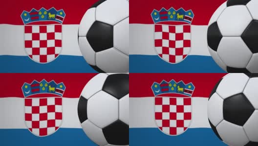 足球环克罗地亚国旗的背景高清在线视频素材下载