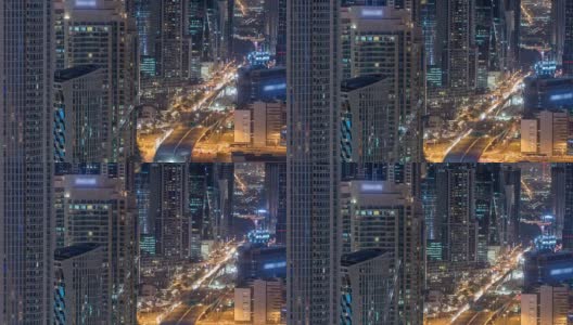 阿拉伯联合酋长国迪拜市中心的夜景现代塔高清在线视频素材下载