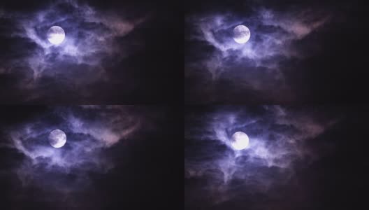 云在满月的夜晚移动高清在线视频素材下载
