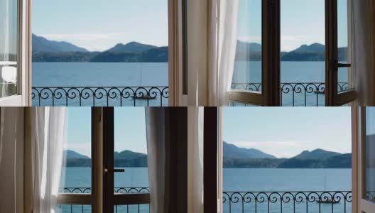 从关闭的窗户看马焦雷湖高清在线视频素材下载