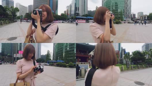 优雅的韩国女人在汉城市中心高清在线视频素材下载