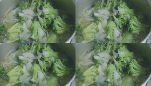 花椰菜汤煮煮慢动作高清在线视频素材下载