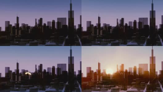 太阳升起在芝加哥摩天大楼的时间流逝高清在线视频素材下载