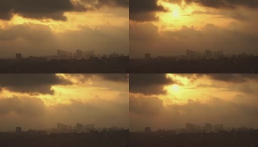 时间流逝日落在多云的天空上方的城市，土耳其高清在线视频素材下载