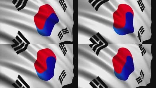 3D渲染韩国国旗高清在线视频素材下载