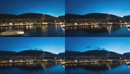 卑尔根，挪威:卑尔根市早播。高清在线视频素材下载