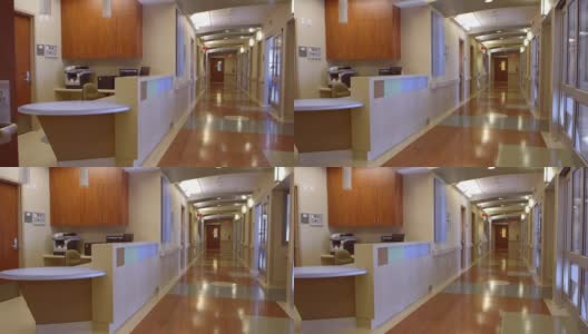 R3D拍摄医院空护士站和走廊高清在线视频素材下载