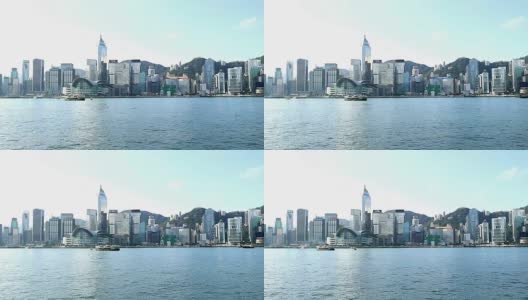 香港天际线和维多利亚港城市景观高清在线视频素材下载