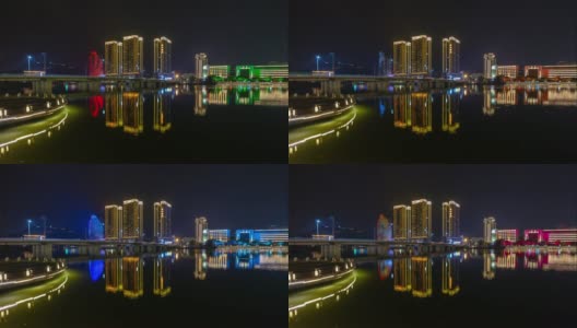 夜光照耀三亚市河步行湾全景4k时间推移海南岛中国高清在线视频素材下载