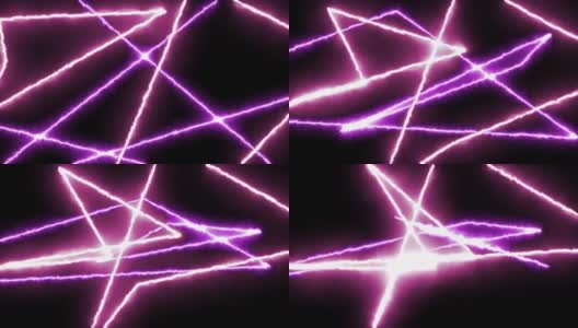 火激光显示动画。光线，镭射光闪着紫色。用80年代的方式燃烧激光束。水平构图，4k视频质量高清在线视频素材下载