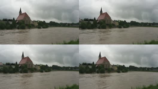 2021年7月，萨尔扎克河和巴伐利亚劳芬市发生洪水高清在线视频素材下载