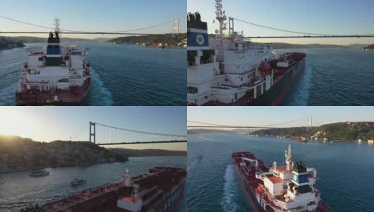 2019年7月10日，土耳其伊斯坦布尔，“杰玛”号油轮正穿越博斯普鲁斯海峡前往黑海，oe01高清在线视频素材下载