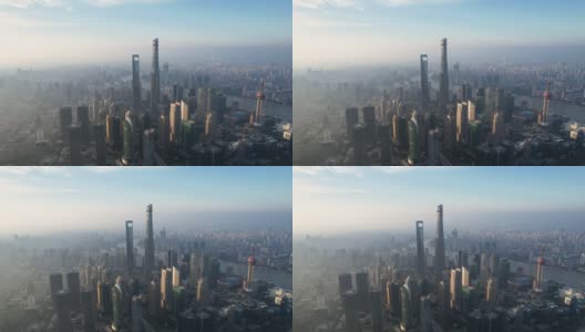 鸟瞰上海天际线高清在线视频素材下载