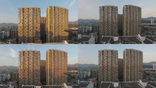 阳光对高层住宅建筑外观的影响高清在线视频素材下载