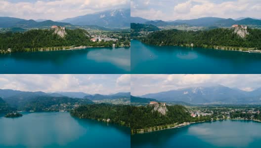 斯洛文尼亚美丽的自然度假湖流血。高清在线视频素材下载