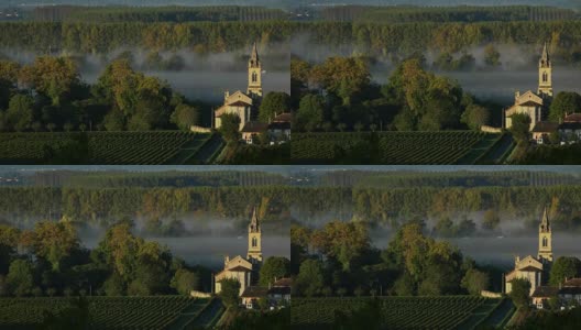 法国西南部葡萄园的雾霾景观，苏特恩，Timelpase高清在线视频素材下载