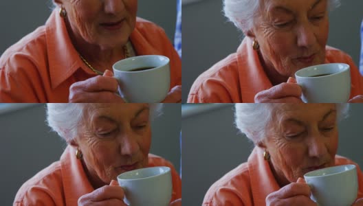 老女人在退休之家喝茶，四千块高清在线视频素材下载