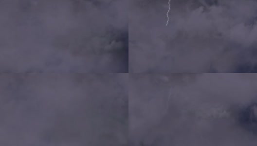 飞机平稳地飞过一场猛烈的雷雨，雷电交加高清在线视频素材下载