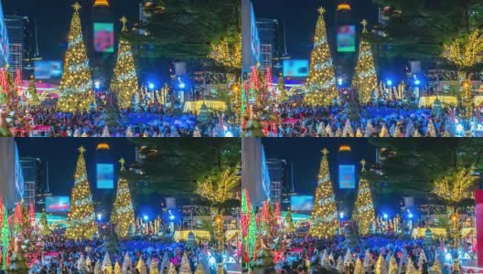 4K时间流逝圣诞树新年曼谷泰国高清在线视频素材下载