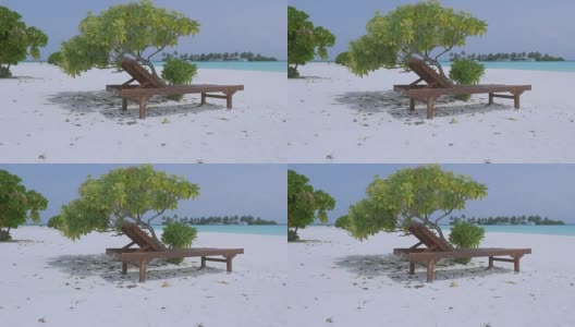 马尔代夫美丽的白色沙滩。海边豪华度假，海边度假。高清在线视频素材下载