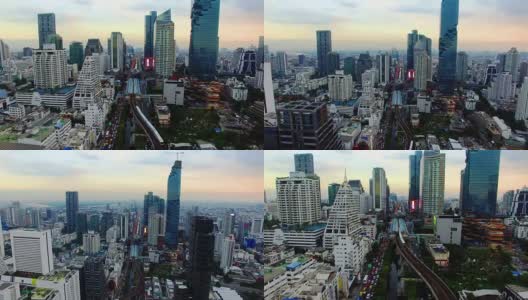 曼谷轻轨无人机高清在线视频素材下载