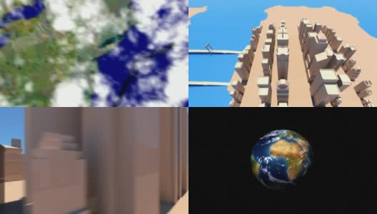 从太空到地球和3D城市高清在线视频素材下载