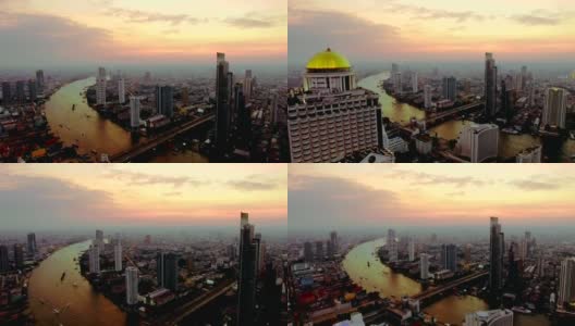 无人机拍摄曼谷摩天大楼高清在线视频素材下载