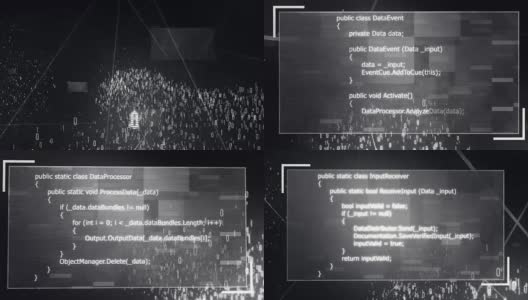 4k二进制数据通过程序(黑色)高清在线视频素材下载