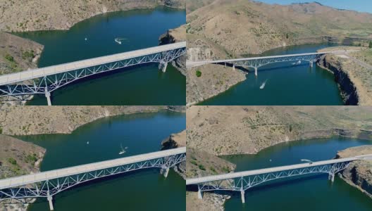 博伊西河上拉克峰大坝后的高桥高清在线视频素材下载