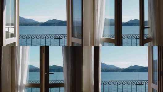 从关闭的窗户看马焦雷湖高清在线视频素材下载