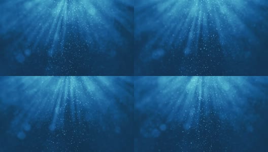 无缝循环的深蓝海浪从水下背景粒子流动运动，光线闪烁高清在线视频素材下载