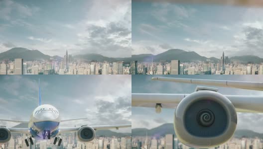 飞机起飞中国深圳高清在线视频素材下载