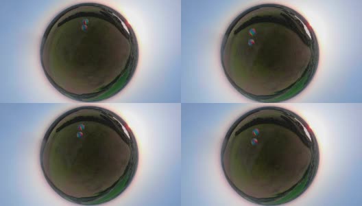 热气球在天空上空拍摄球面全景高清在线视频素材下载