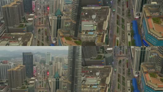 深圳市白天时间著名商业街高空俯视图4k中国高清在线视频素材下载