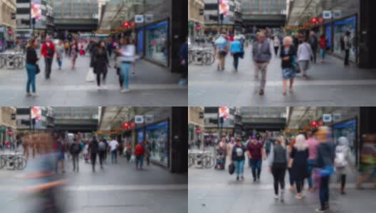 英国苏格兰格拉斯哥拥挤的布坎南购物街高清在线视频素材下载