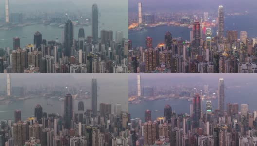 延时拍摄:从香港太平山顶的日出到日落高清在线视频素材下载