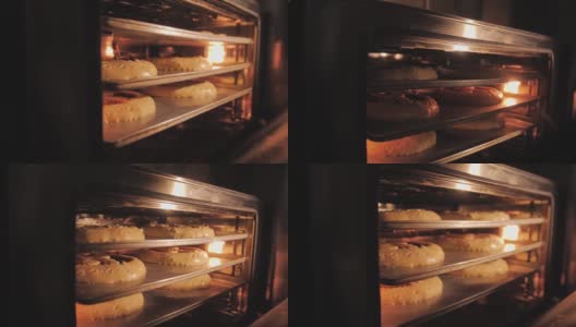 馅饼是在烤箱里烤的。糖果的制作过程。高清在线视频素材下载