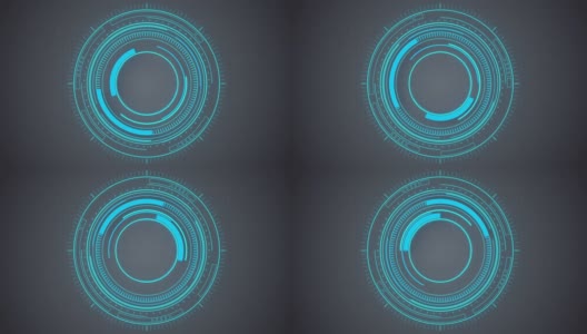 循环动画发光的蓝色HUD圆，科幻背景，3d渲染。高清在线视频素材下载