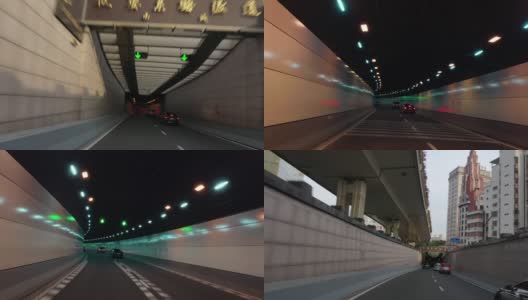 实时汽车行驶在上海外滩隧道，中国高清在线视频素材下载
