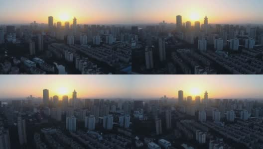 早上的城市景观航拍视频高清在线视频素材下载