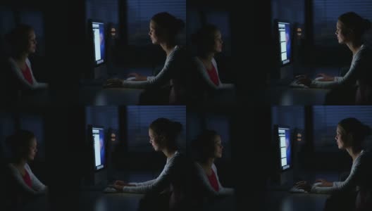 在计算机教室工作的年轻女学生高清在线视频素材下载