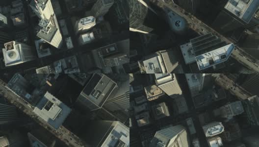 从空中俯瞰大都市的摩天大楼和街道高清在线视频素材下载