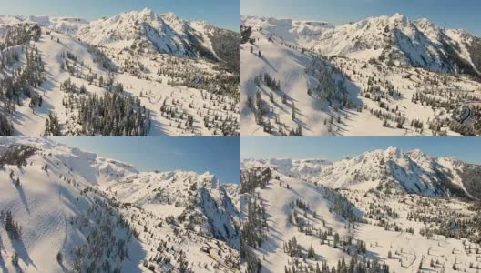 Mt Baker滑雪度假村椅子6个区域跟踪mogs鸟瞰图高清在线视频素材下载